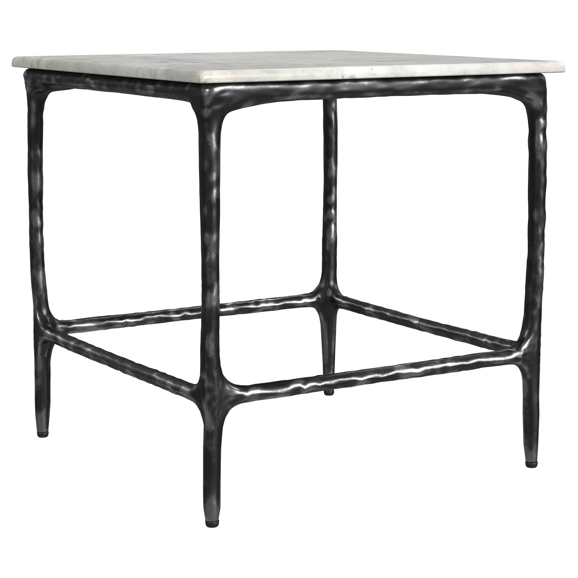  Coaster Furniture Ebby 710747 Square Genuine Marble Top Metal End Table - White IMAGE 1
