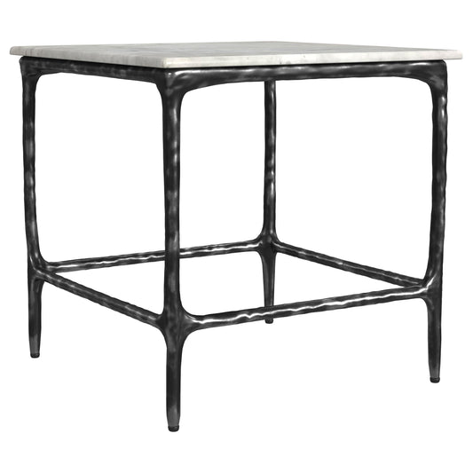  Coaster Furniture Ebby 710747 Square Genuine Marble Top Metal End Table - White IMAGE 1