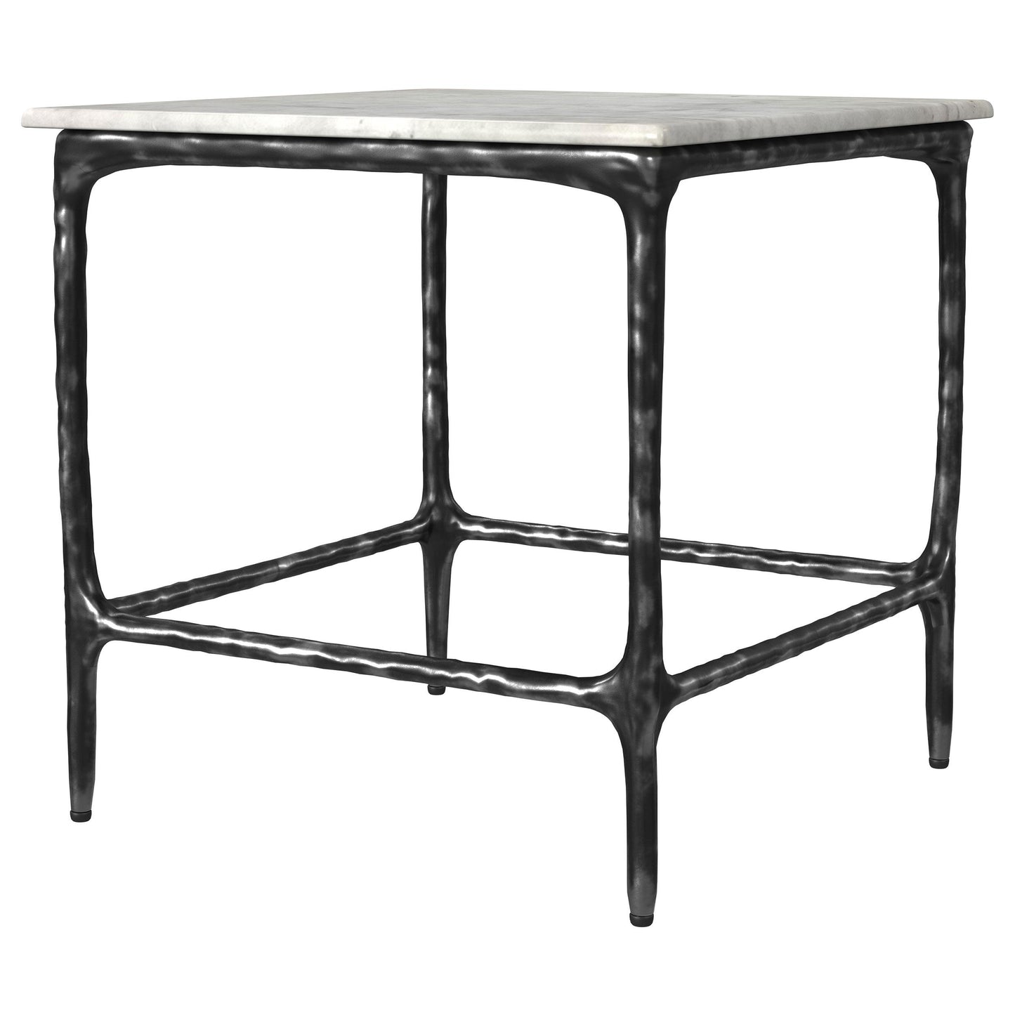  Coaster Furniture Ebby 710747 Square Genuine Marble Top Metal End Table - White IMAGE 4