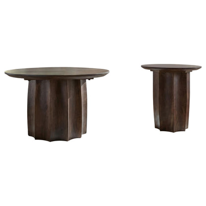  Coaster Furniture Cayenne 710778-S2 2-piece Solid Mango Wood Coffee Table Set - Walnut IMAGE 1