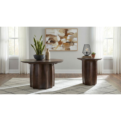  Coaster Furniture Cayenne 710778-S2 2-piece Solid Mango Wood Coffee Table Set - Walnut IMAGE 2