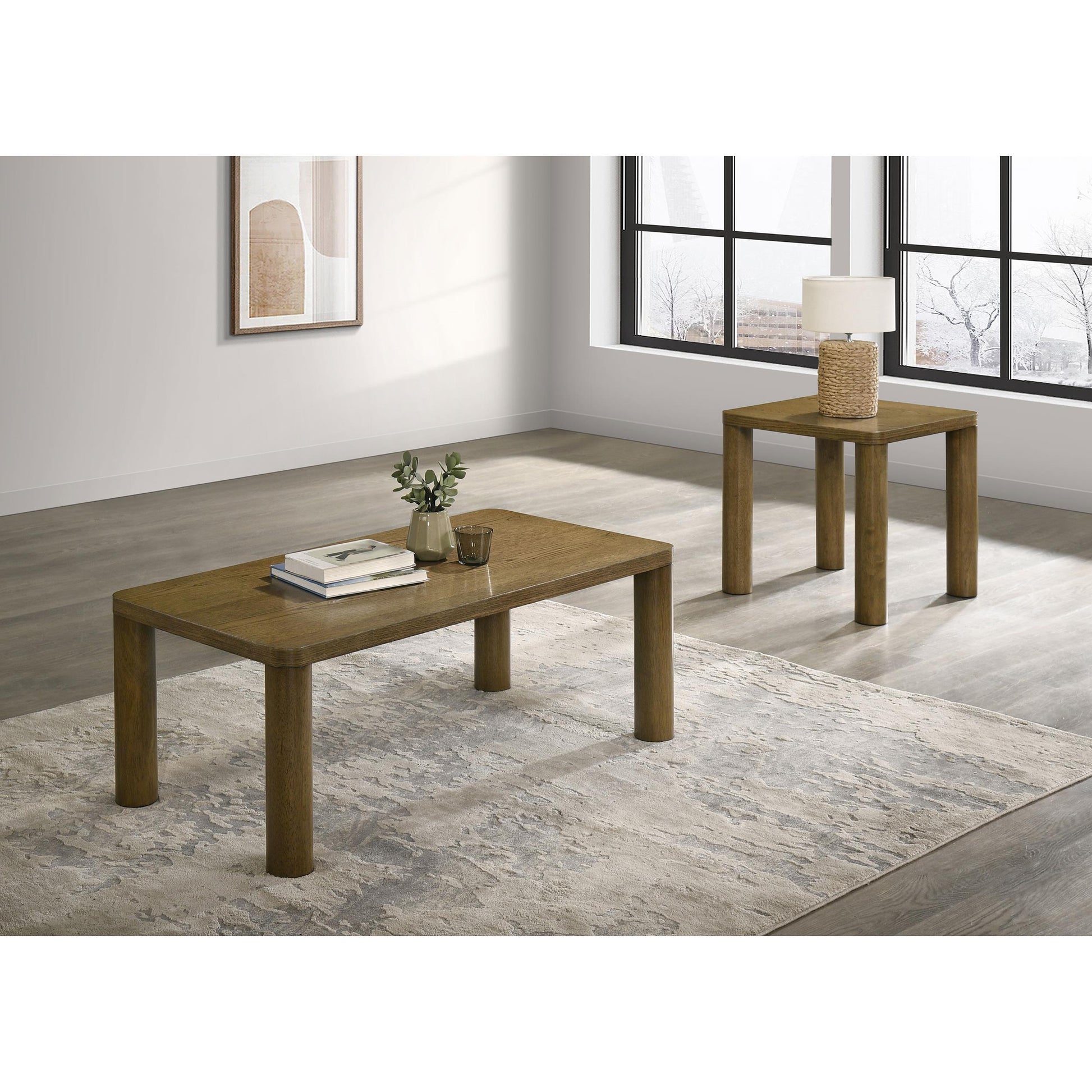  Coaster Furniture Castlewood 710857 Engineered Wood Accent End Table - Brown Oak IMAGE 9