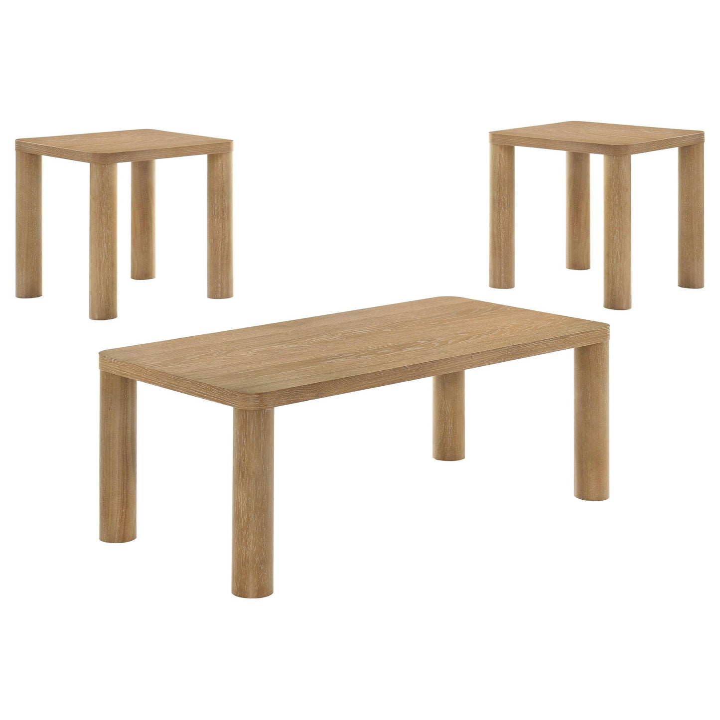  Coaster Furniture Castlewood 710868-S3 3-piece Cocktail Coffee Table Set - Light Oak IMAGE 5