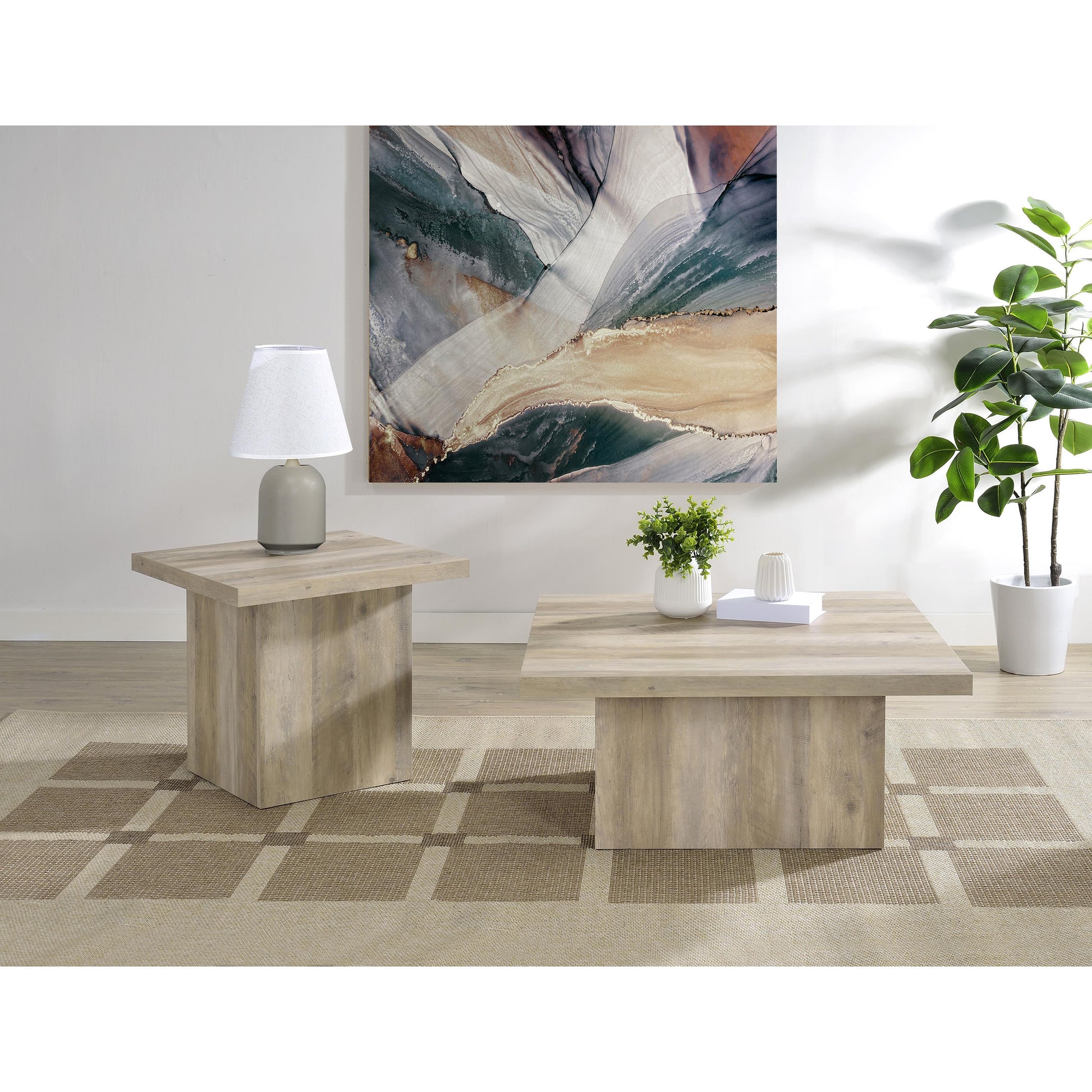  Coaster Furniture Devar 710878 Square Engineered Wood Coffee Table - Distressed Pine IMAGE 9