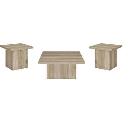  Coaster Furniture Devar 710878-S3 3-piece Square Coffee End Table Set - Distressed Pine IMAGE 1