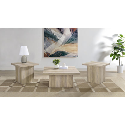  Coaster Furniture Devar 710878-S3 3-piece Square Coffee End Table Set - Distressed Pine IMAGE 2