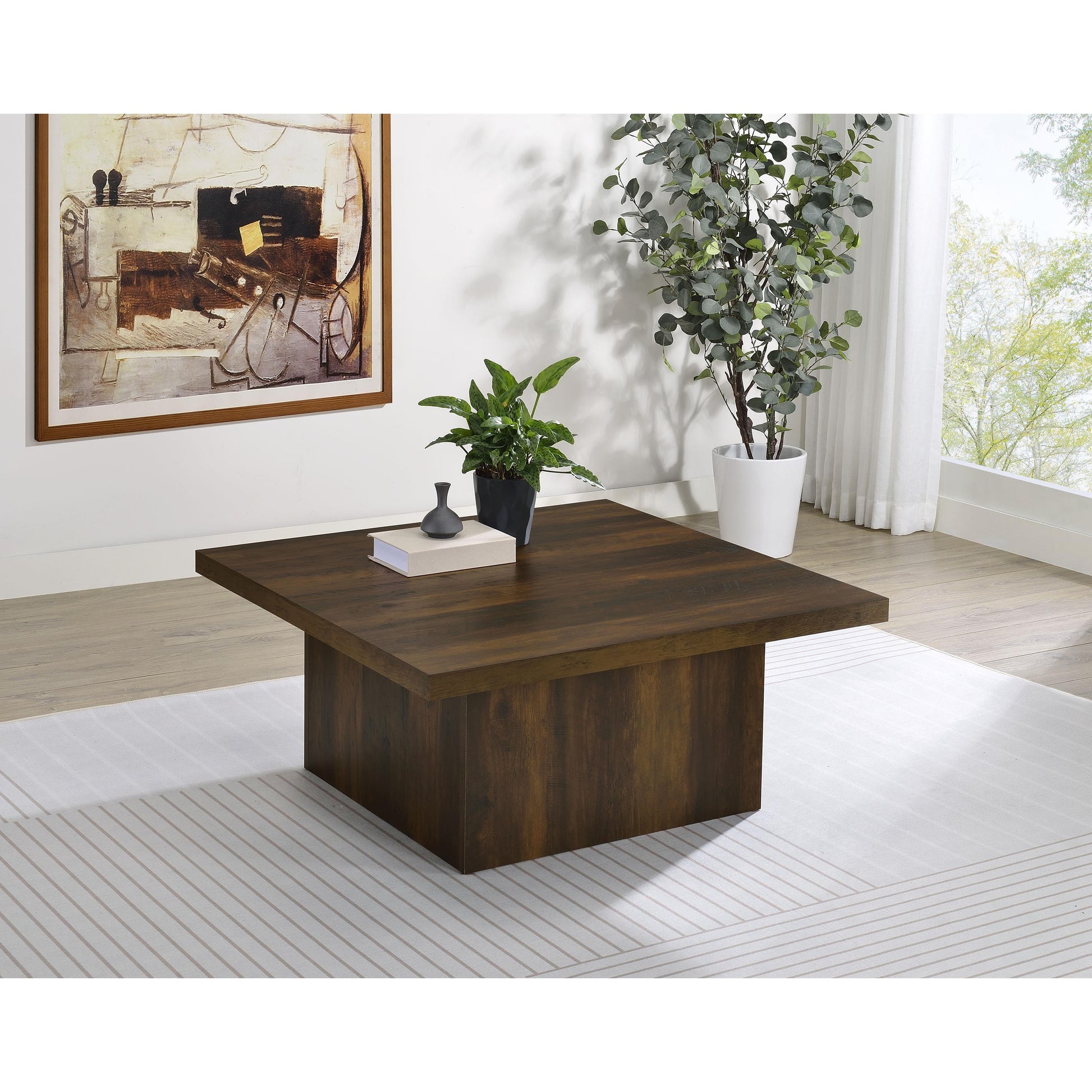  Coaster Furniture Devar 710888 Square Engineered Wood Coffee Table - Dark Pine IMAGE 5