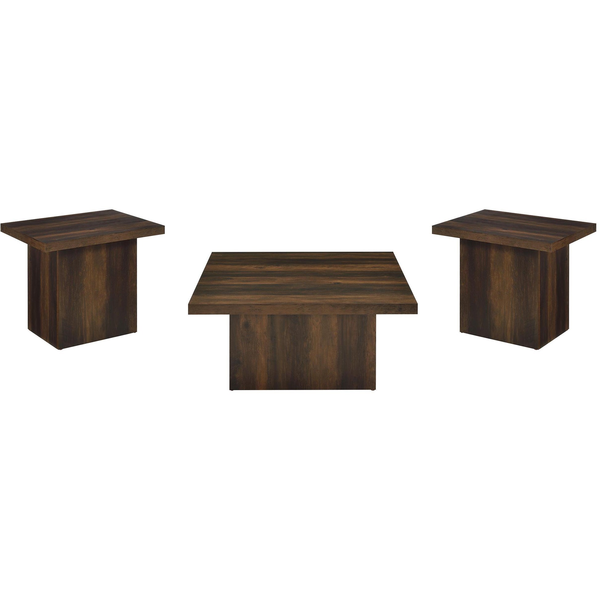  Coaster Furniture Devar 710888-S3 3-piece Square Coffee and End Table Set - Dark Pine IMAGE 1