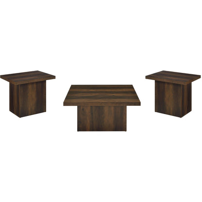  Coaster Furniture Devar 710888-S3 3-piece Square Coffee and End Table Set - Dark Pine IMAGE 1