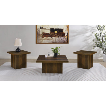  Coaster Furniture Devar 710888-S3 3-piece Square Coffee and End Table Set - Dark Pine IMAGE 2