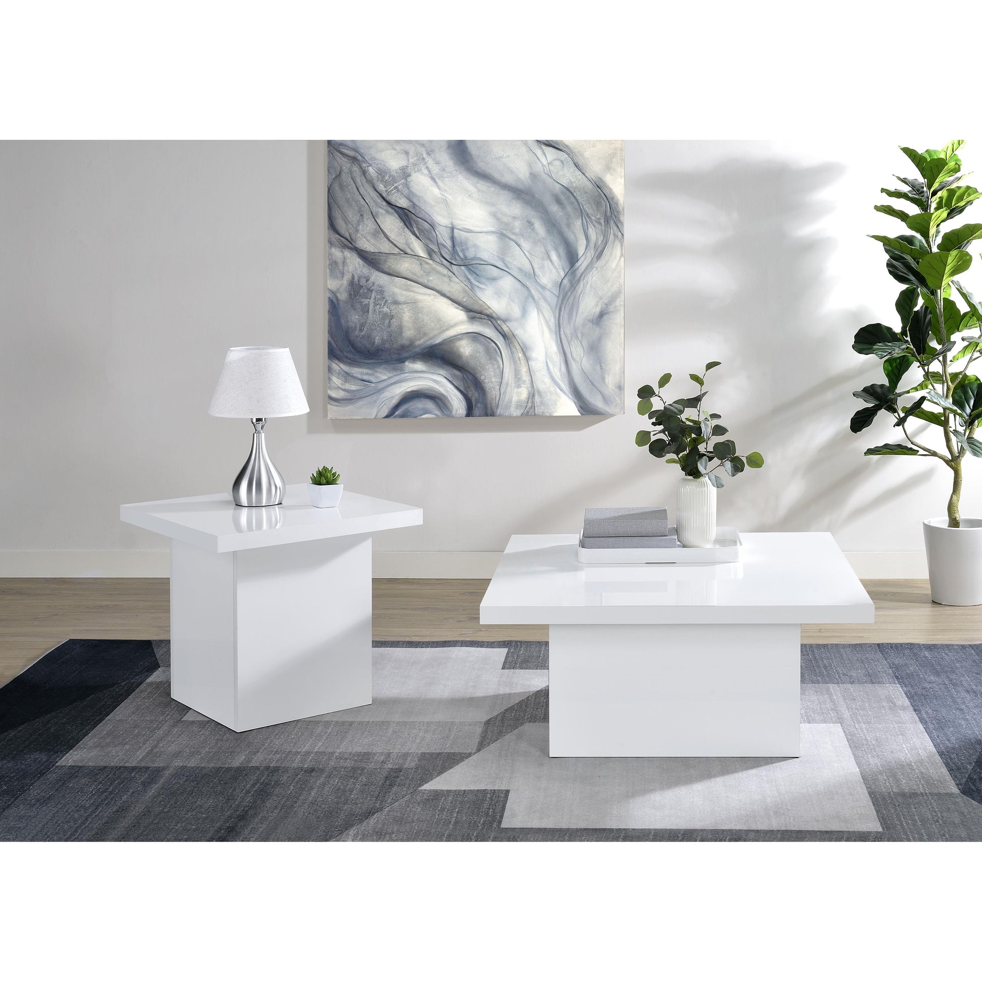  Coaster Furniture Devar 710897 Square Engineered Wood End Table - White High Gloss IMAGE 9