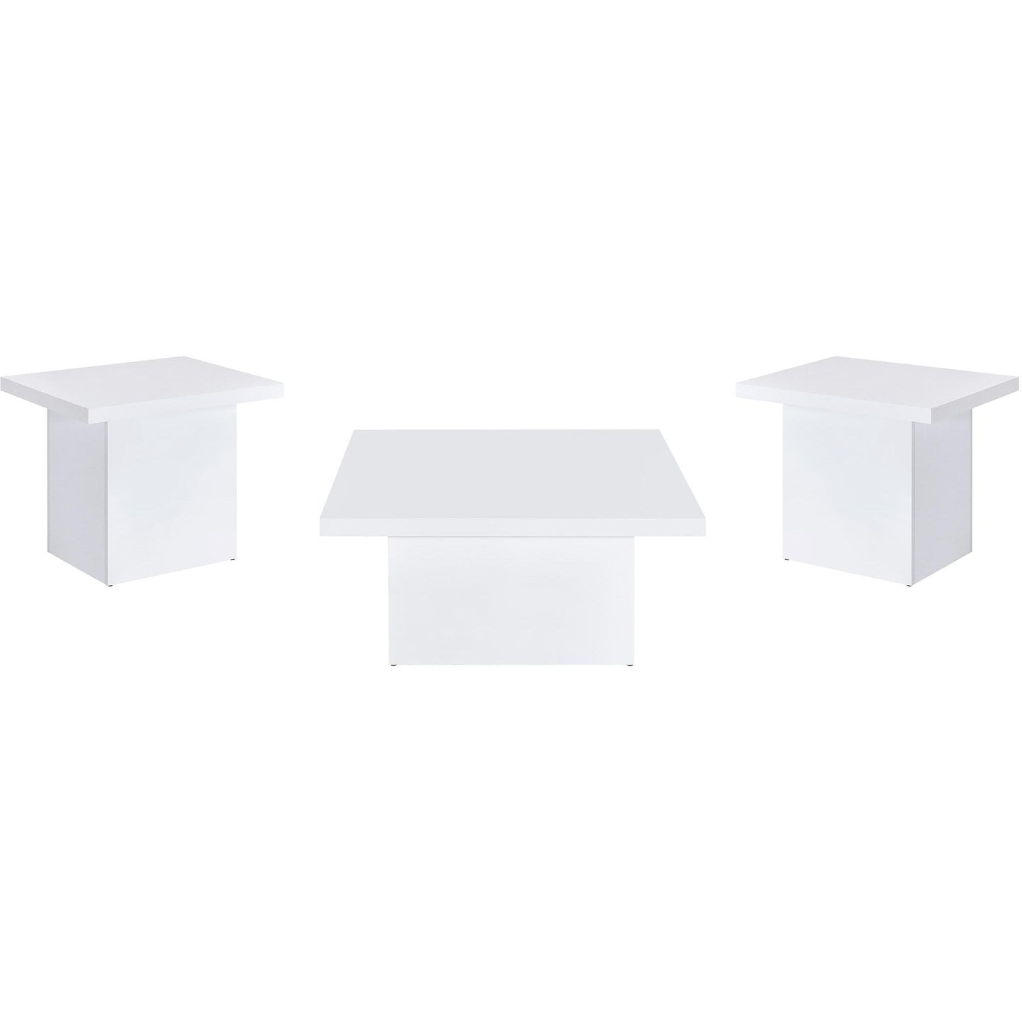  Coaster Furniture Devar 710898-S3 3-piece Square Coffee End Table Set - White High Gloss IMAGE 1