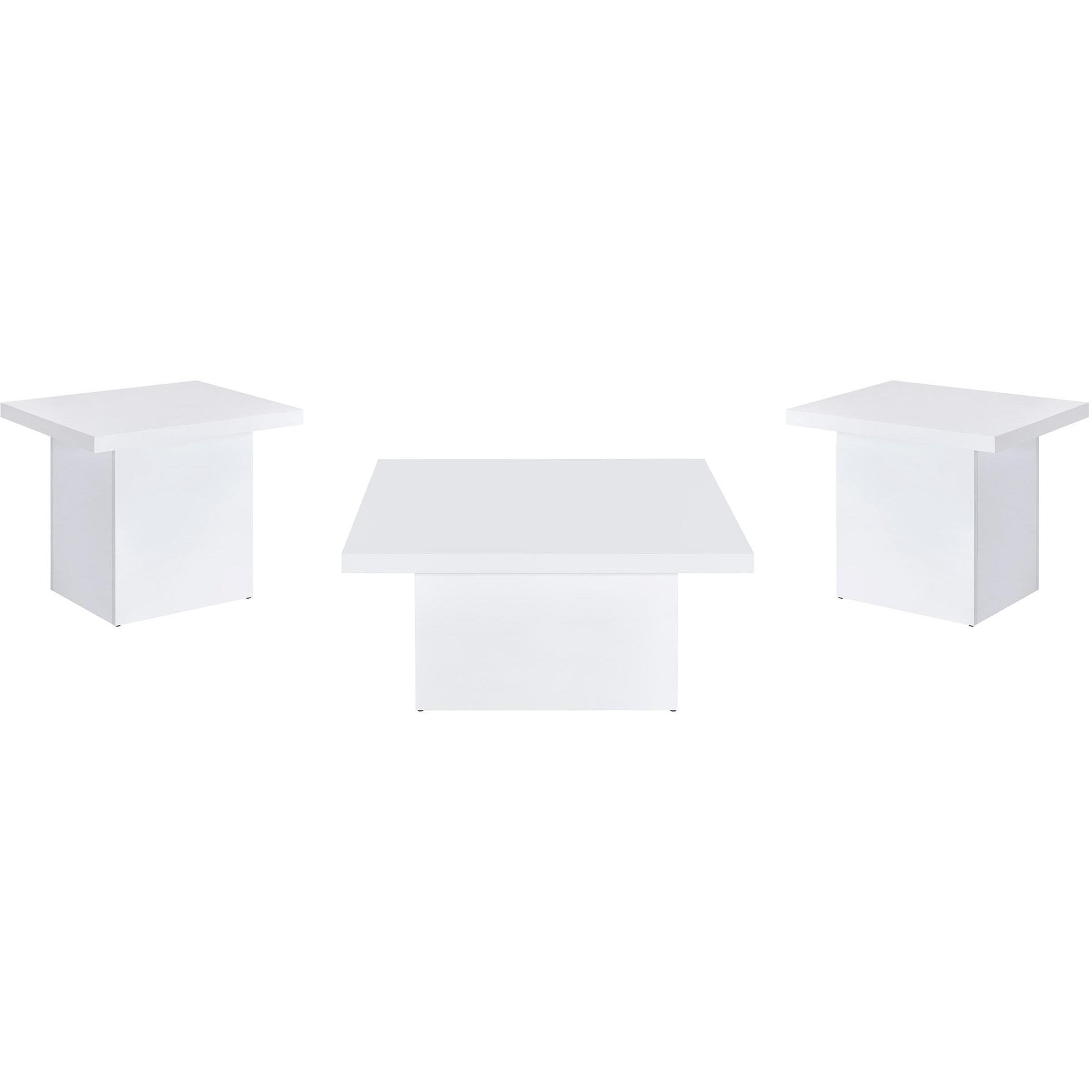  Coaster Furniture Devar 710898-S3 3-piece Square Coffee End Table Set - White High Gloss IMAGE 1
