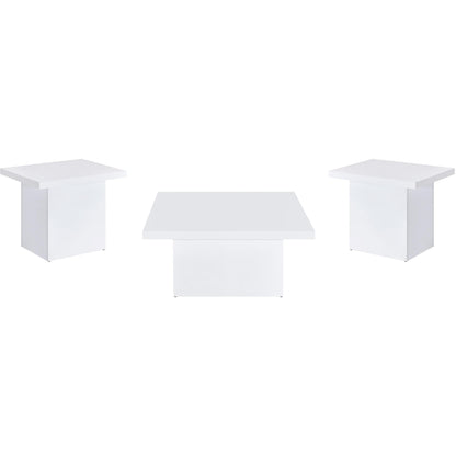  Coaster Furniture Devar 710898-S3 3-piece Square Coffee End Table Set - White High Gloss IMAGE 1