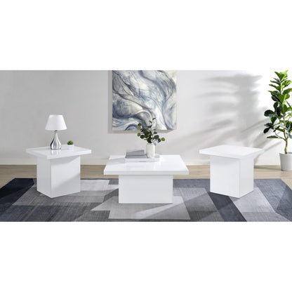  Coaster Furniture Devar 710898-S3 3-piece Square Coffee End Table Set - White High Gloss IMAGE 2