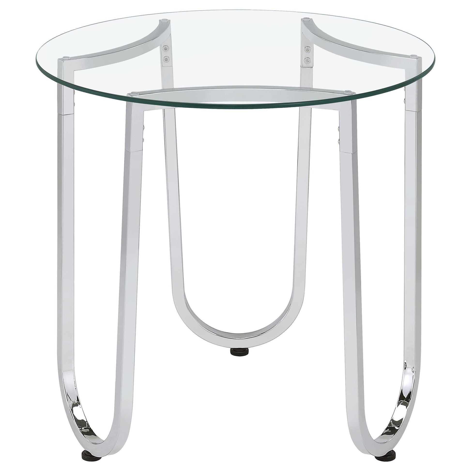  Coaster Furniture Beller 710907 Round Tempered Glass Top Side Table - Chrome IMAGE 1