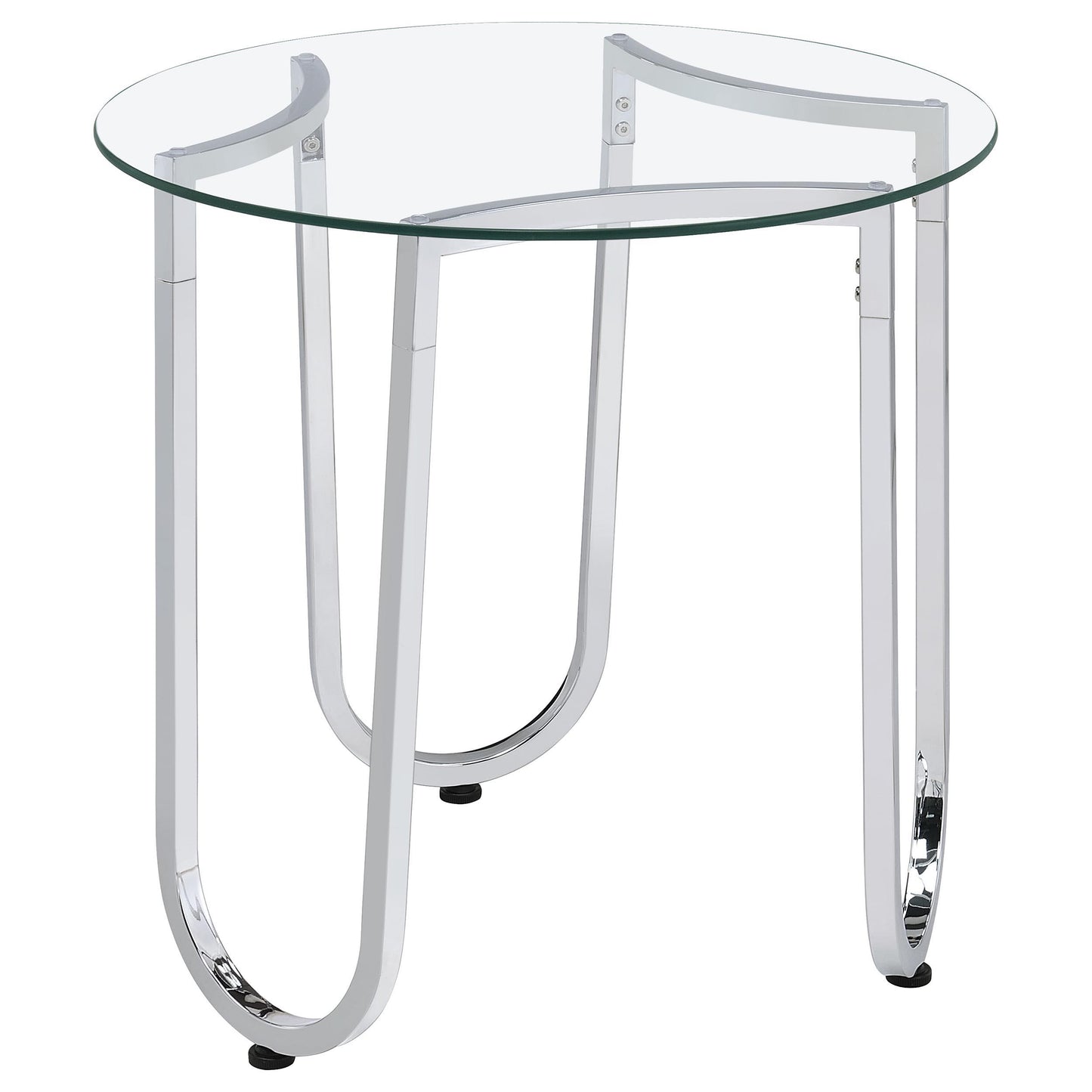  Coaster Furniture Beller 710907 Round Tempered Glass Top Side Table - Chrome IMAGE 2