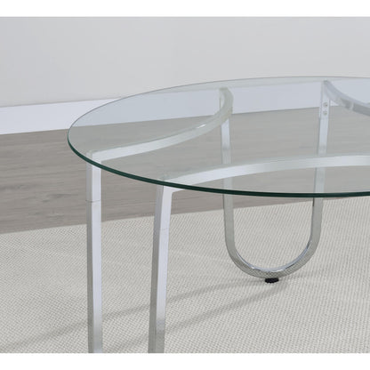  Coaster Furniture Beller 710908 Round Tempered Glass Top Coffee Table - Chrome IMAGE 6