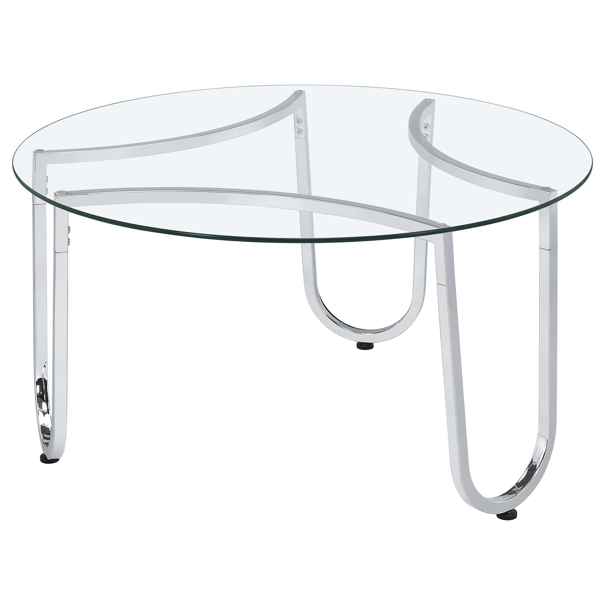  Coaster Furniture Beller 710908-S2 2-piece Round Tempered Glass Top Coffee Table Set - Chrome IMAGE 1