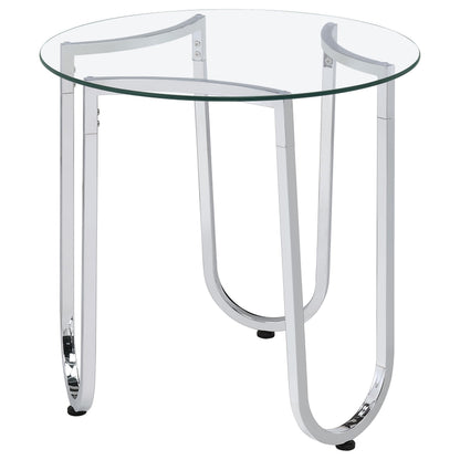  Coaster Furniture Beller 710908-S2 2-piece Round Tempered Glass Top Coffee Table Set - Chrome IMAGE 2