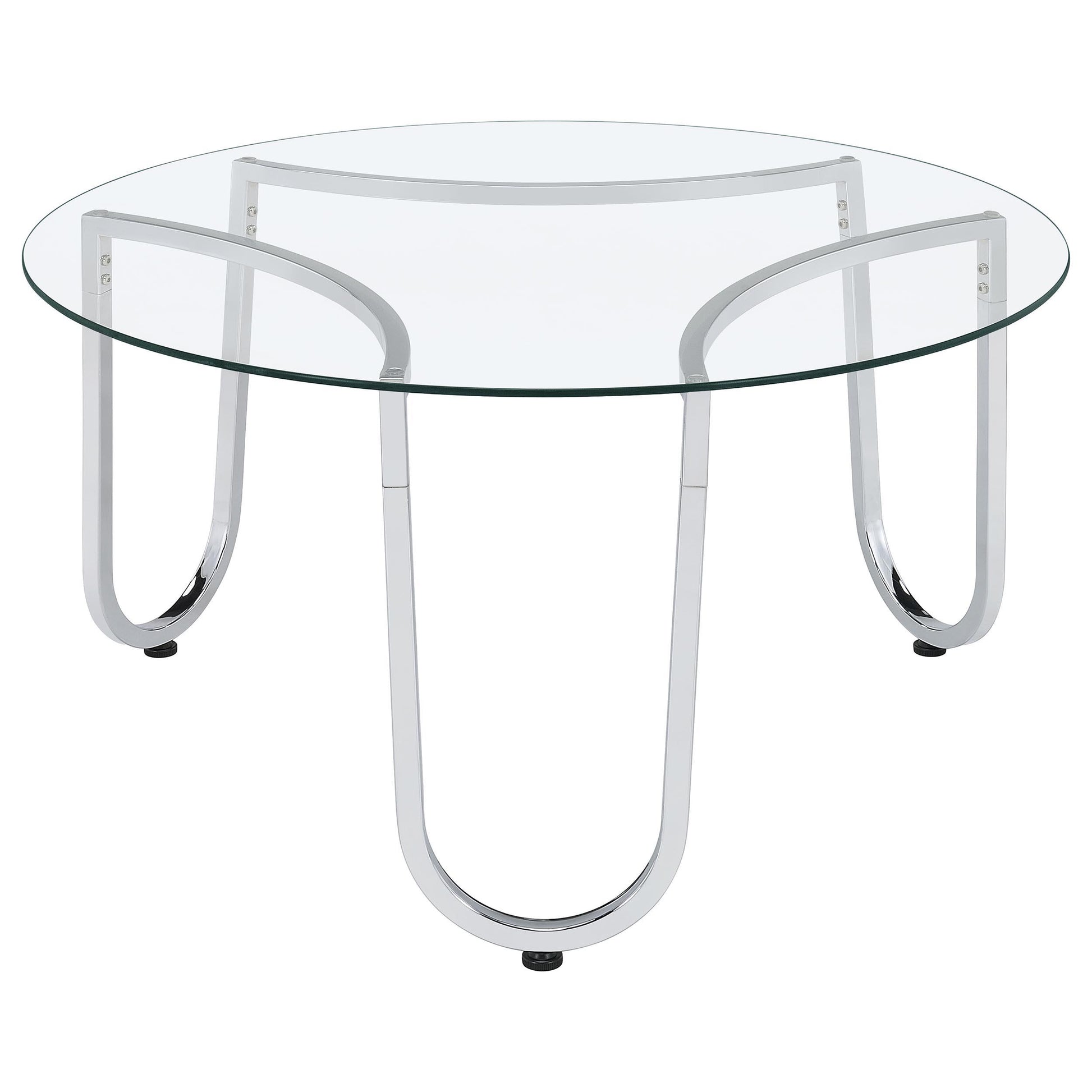  Coaster Furniture Beller 710908-S2 2-piece Round Tempered Glass Top Coffee Table Set - Chrome IMAGE 5