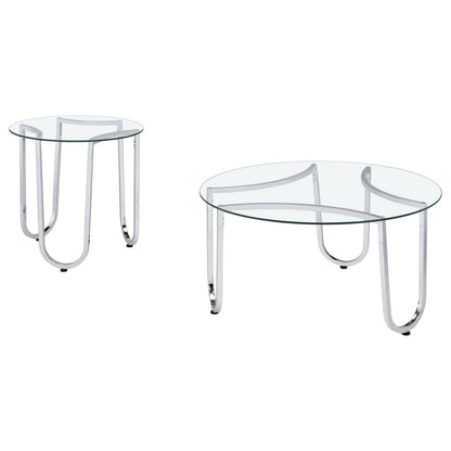  Coaster Furniture Beller 710908-S2 2-piece Round Tempered Glass Top Coffee Table Set - Chrome IMAGE 7