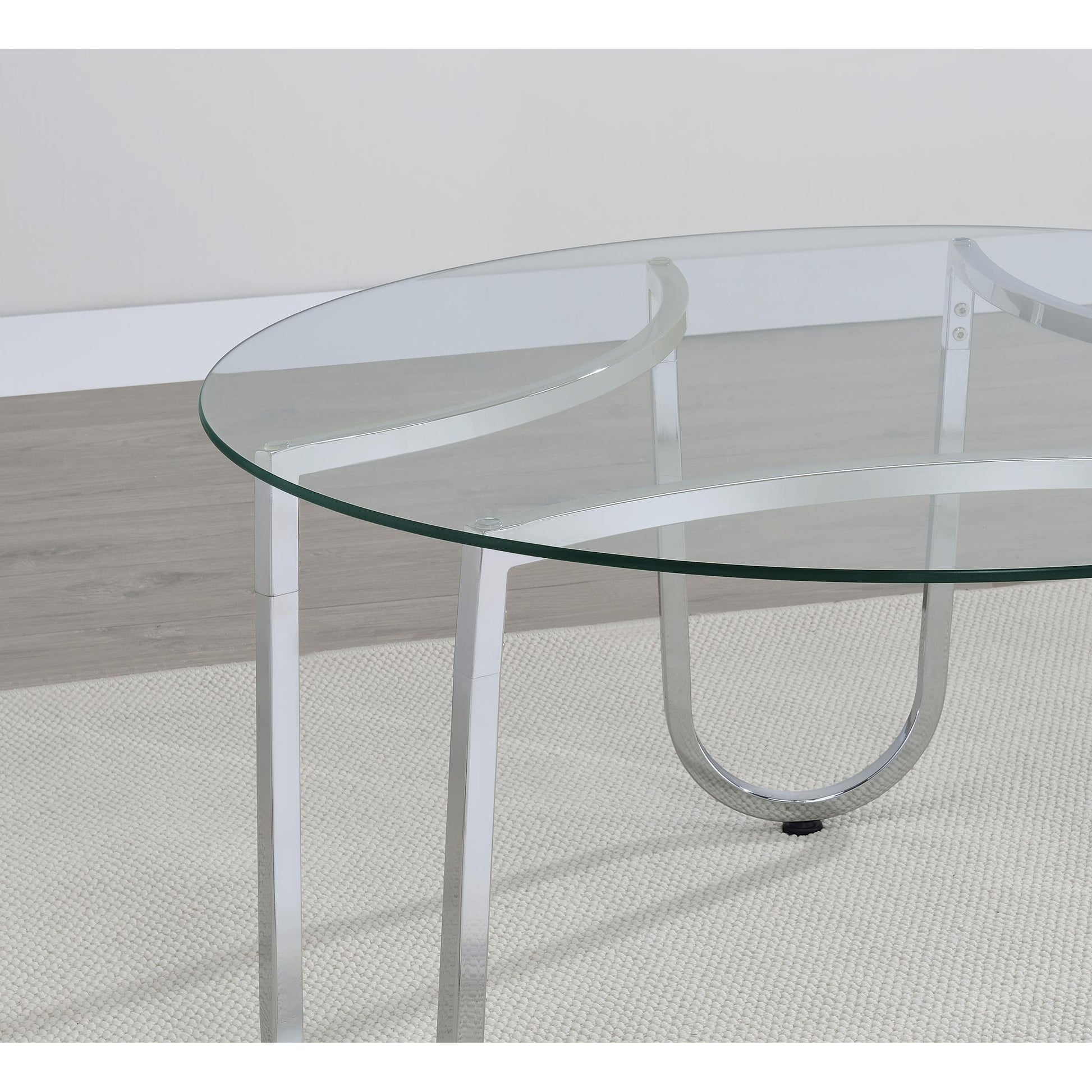  Coaster Furniture Beller 710908-S2 2-piece Round Tempered Glass Top Coffee Table Set - Chrome IMAGE 8