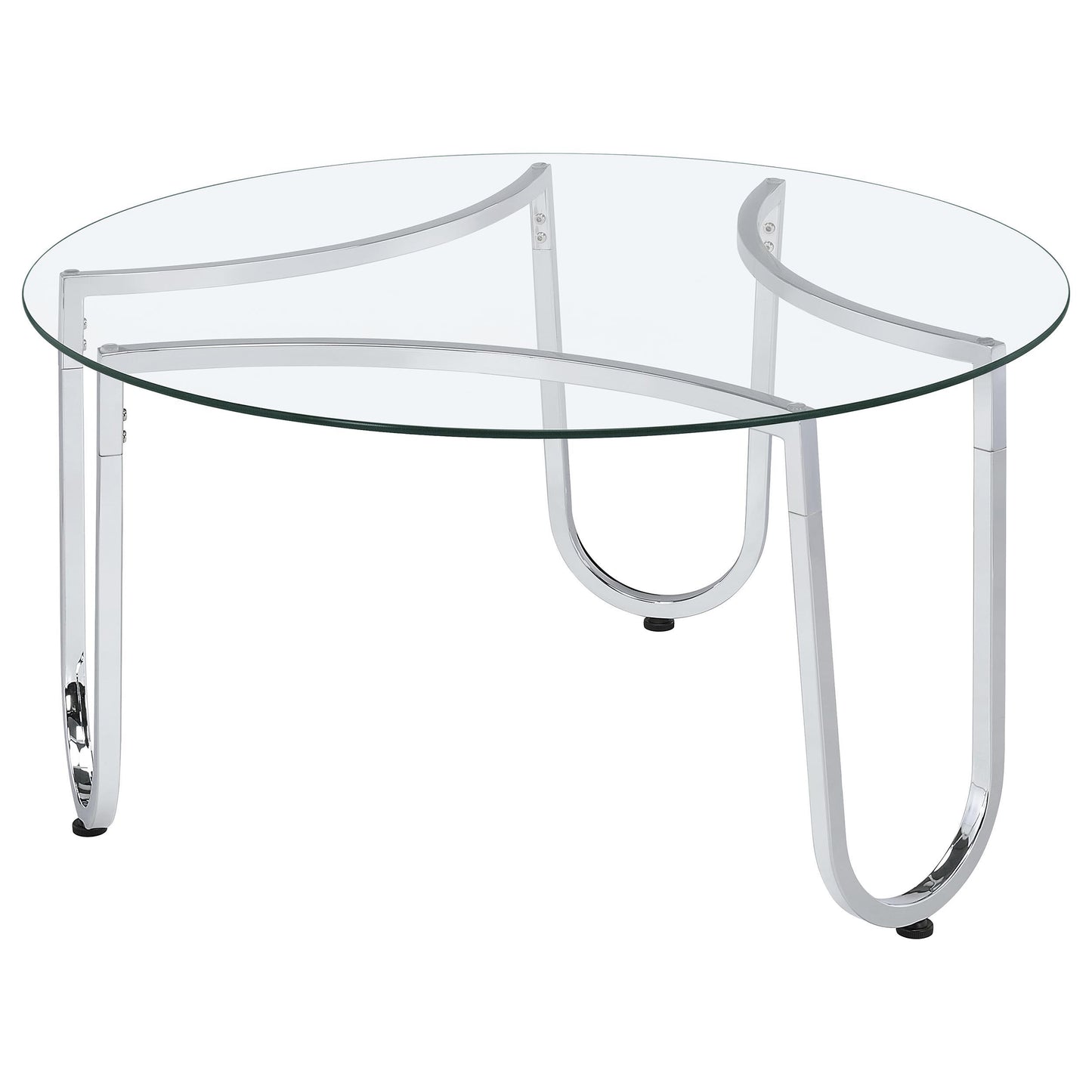  Coaster Furniture Beller 710908-S3 3-piece Round Tempered Glass Top Coffee Table Set - Chrome IMAGE 1