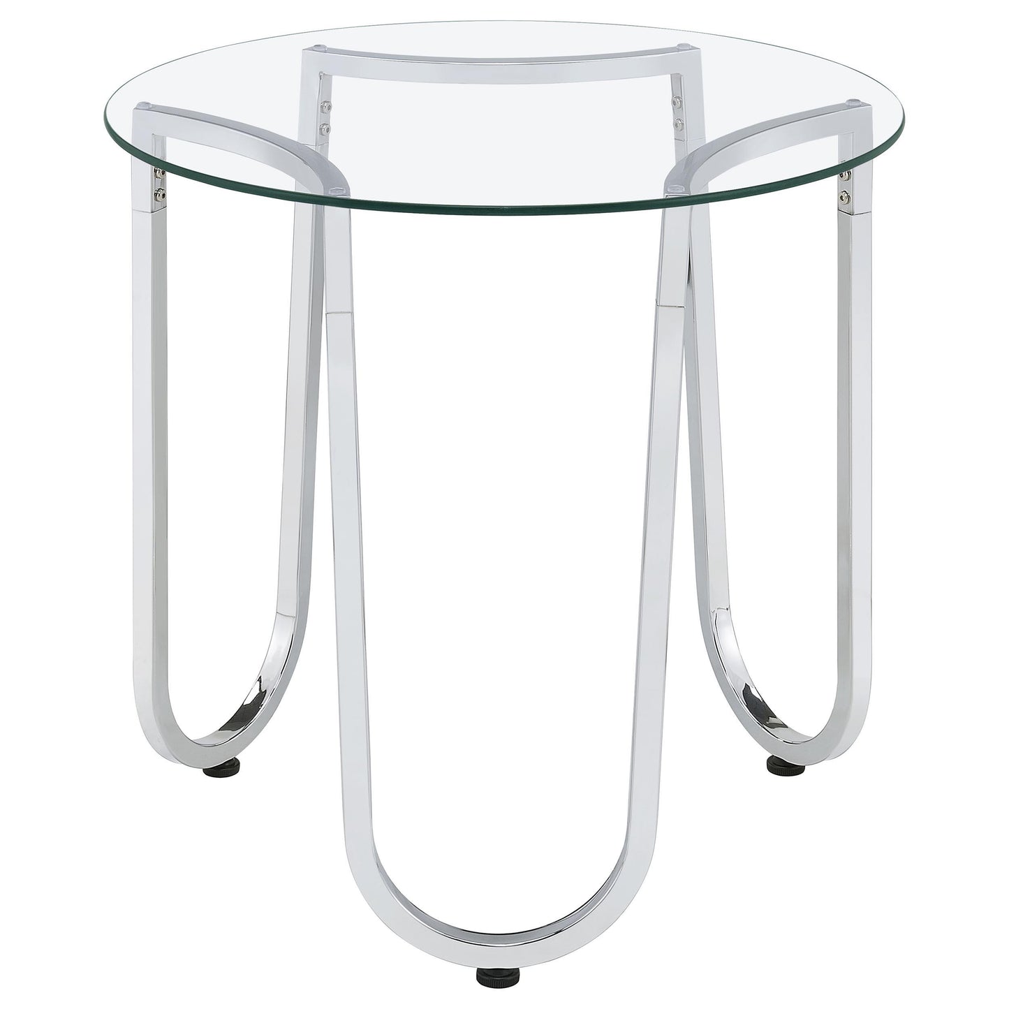  Coaster Furniture Beller 710908-S3 3-piece Round Tempered Glass Top Coffee Table Set - Chrome IMAGE 4