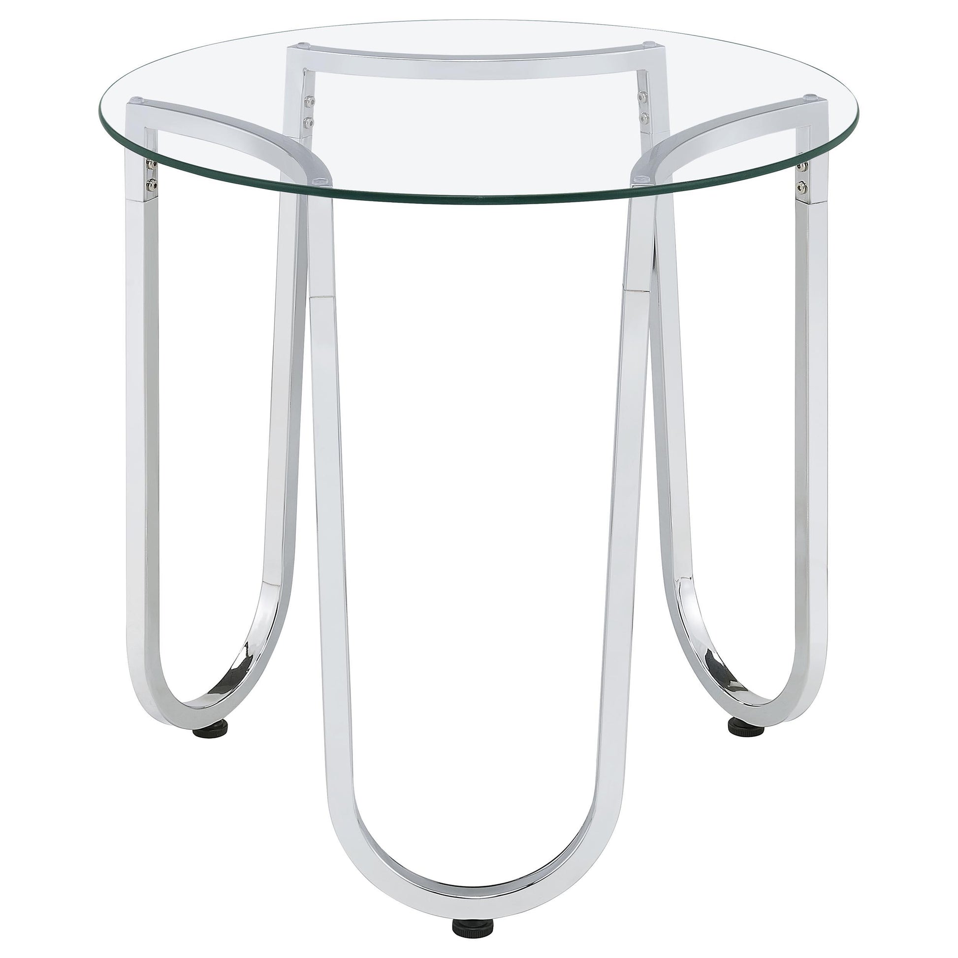  Coaster Furniture Beller 710908-S3 3-piece Round Tempered Glass Top Coffee Table Set - Chrome IMAGE 4