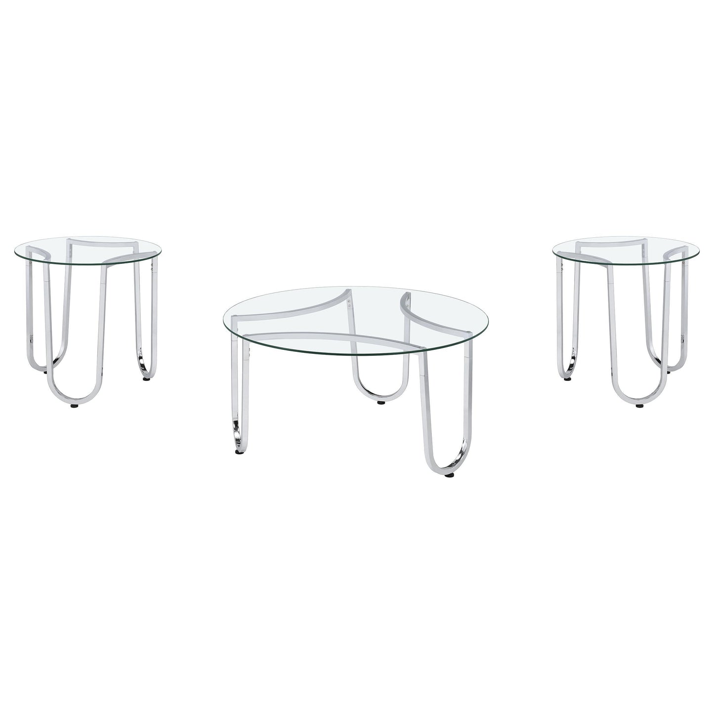  Coaster Furniture Beller 710908-S3 3-piece Round Tempered Glass Top Coffee Table Set - Chrome IMAGE 6