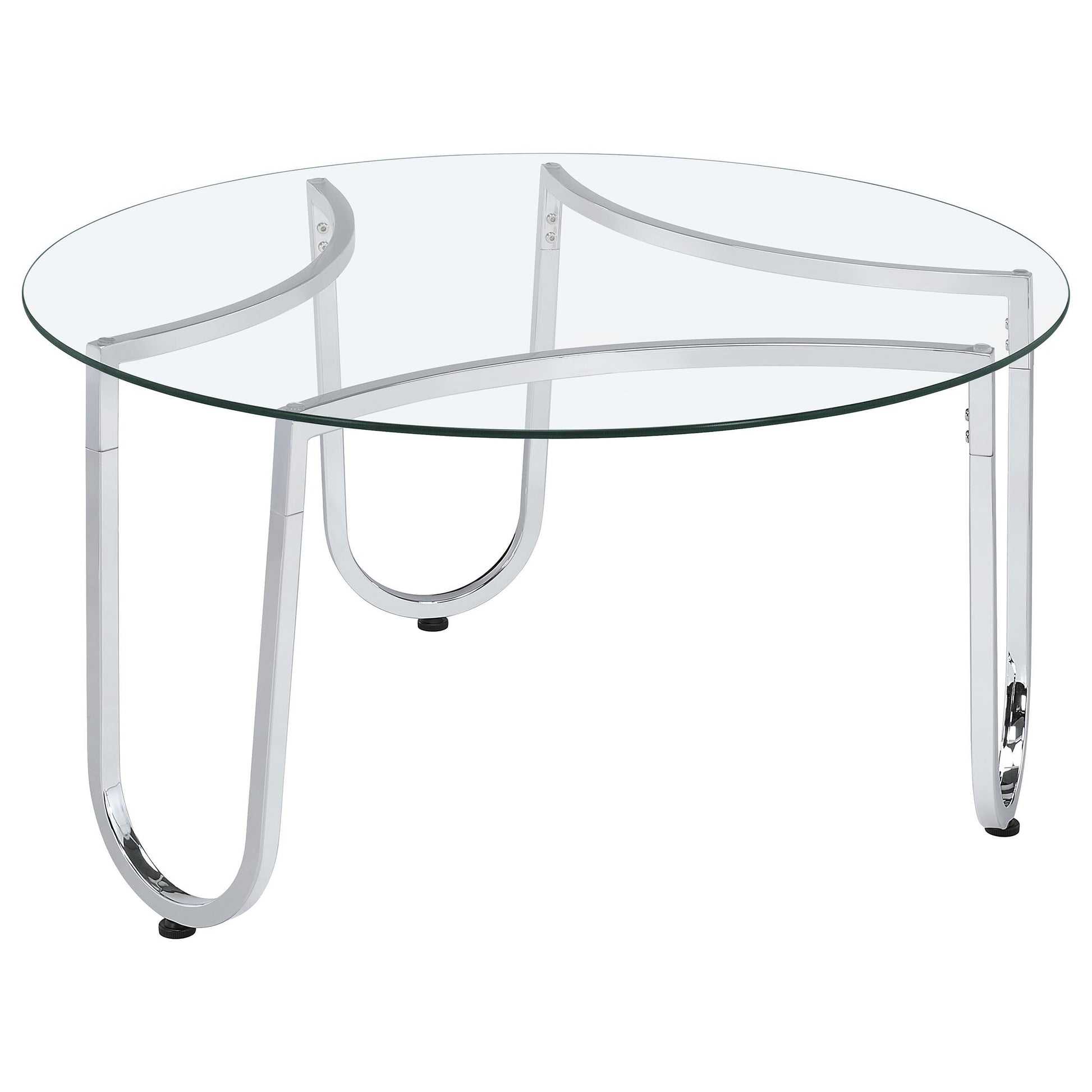  Coaster Furniture Beller 710908-S3 3-piece Round Tempered Glass Top Coffee Table Set - Chrome IMAGE 7