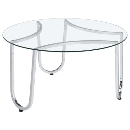  Coaster Furniture Beller 710908-S3 3-piece Round Tempered Glass Top Coffee Table Set - Chrome IMAGE 7