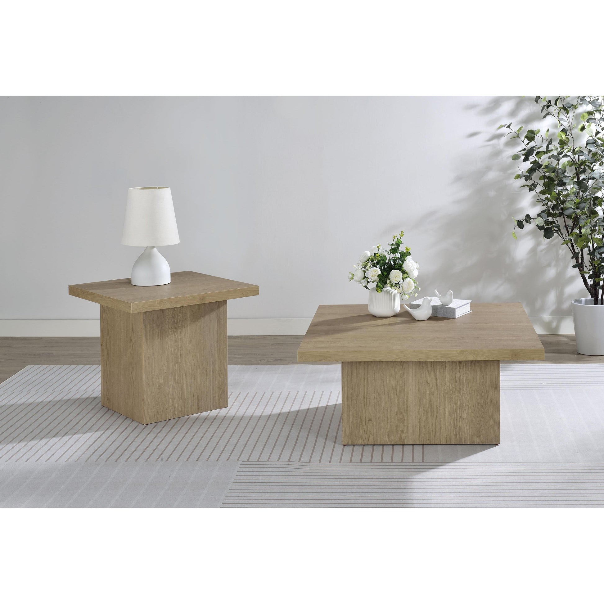  Coaster Furniture Devar 710918-S2 2-piece Square Cocktail Coffee End Table Set - Latte IMAGE 2