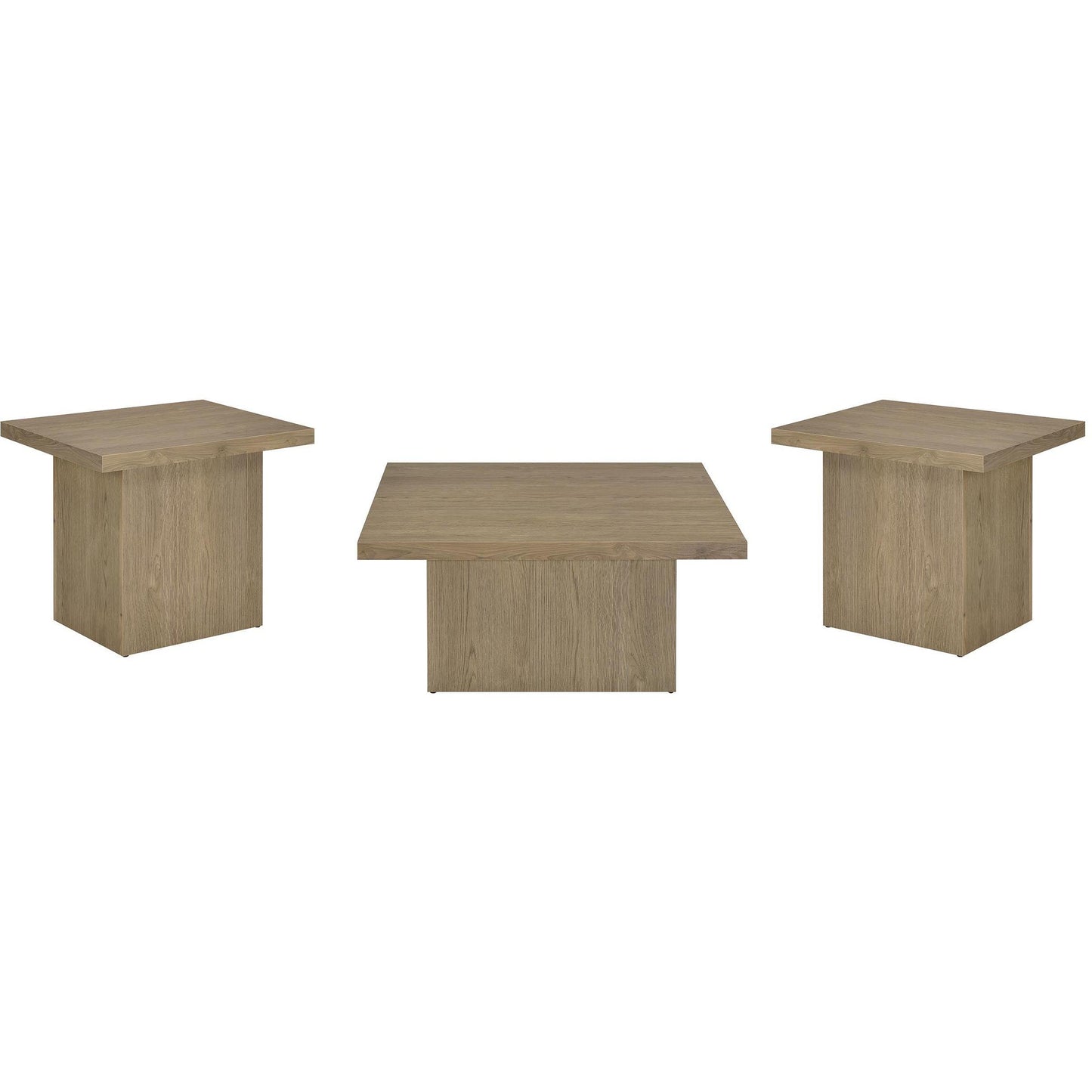  Coaster Furniture Devar 710918-S3 3-piece Square Cocktail Coffee End Table Set - Latte IMAGE 1