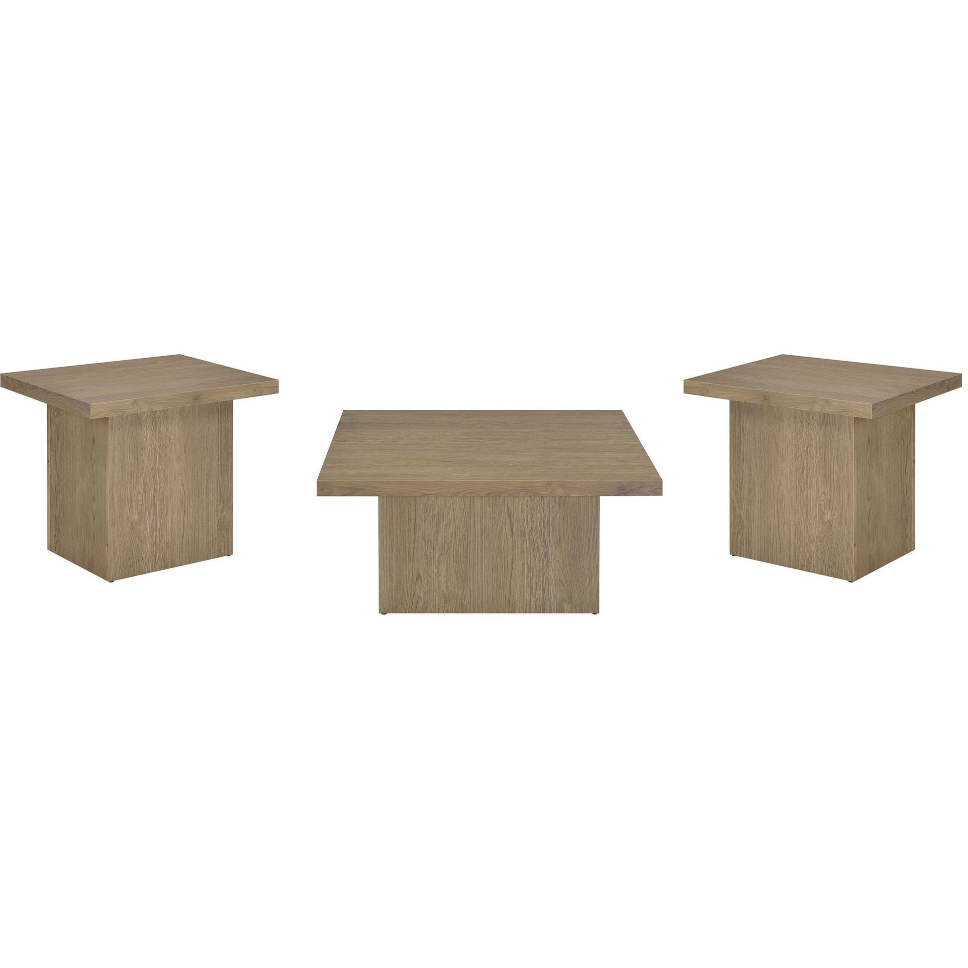  Coaster Furniture Devar 710918-S3 3-piece Square Cocktail Coffee End Table Set - Latte IMAGE 1