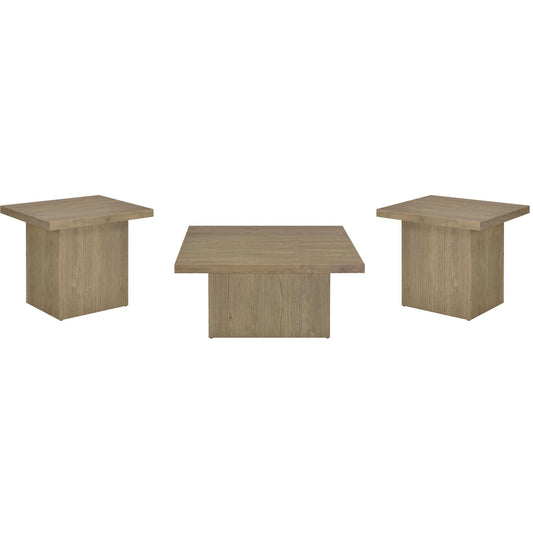  Coaster Furniture Devar 710918-S3 3-piece Square Cocktail Coffee End Table Set - Latte IMAGE 1