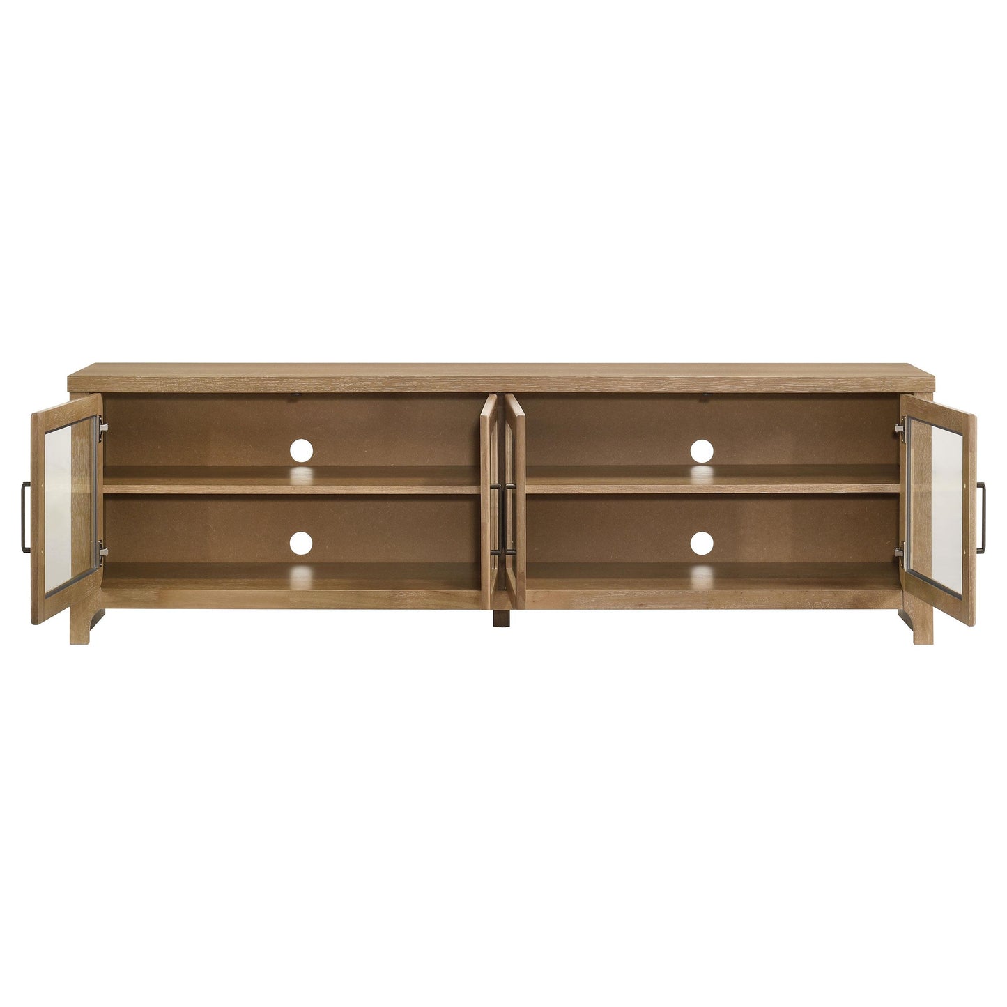  Coaster Furniture Brenham 720130 79-inch 4-door TV Stand Media Console - Washed Oak IMAGE 1