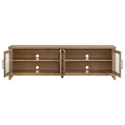  Coaster Furniture Brenham 720130 79-inch 4-door TV Stand Media Console - Washed Oak IMAGE 1
