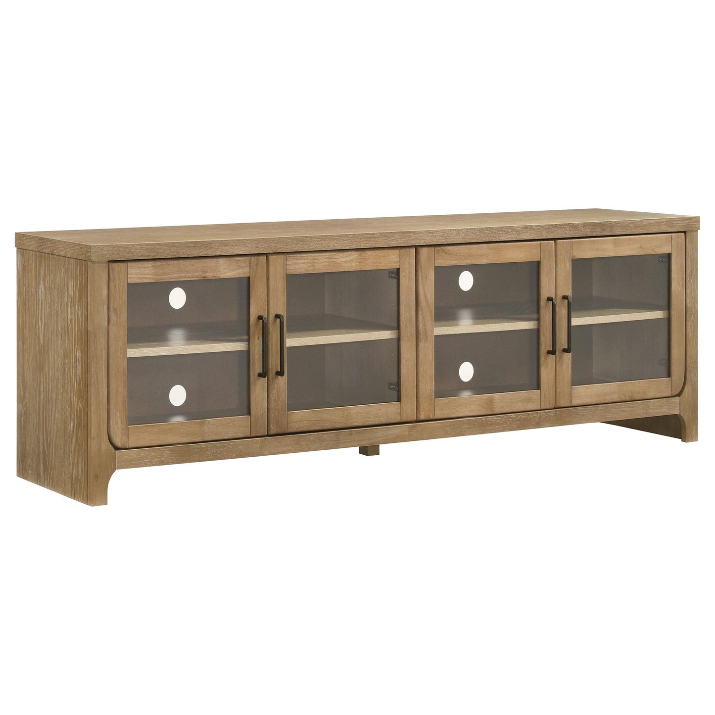 Coaster Furniture Brenham 720130 79-inch 4-door TV Stand Media Console - Washed Oak IMAGE 3