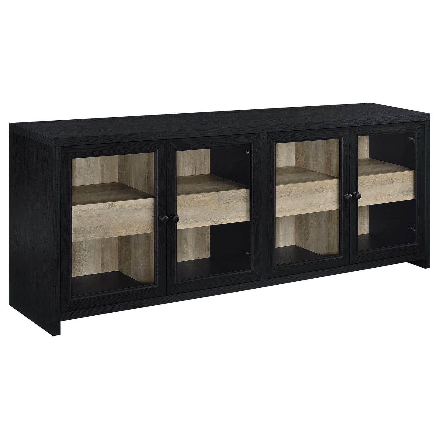  Coaster Furniture Denison 720223 79-inch 4-door TV Stand Media Console - Black IMAGE 1