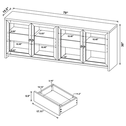  Coaster Furniture Denison 720223 79-inch 4-door TV Stand Media Console - Black IMAGE 11
