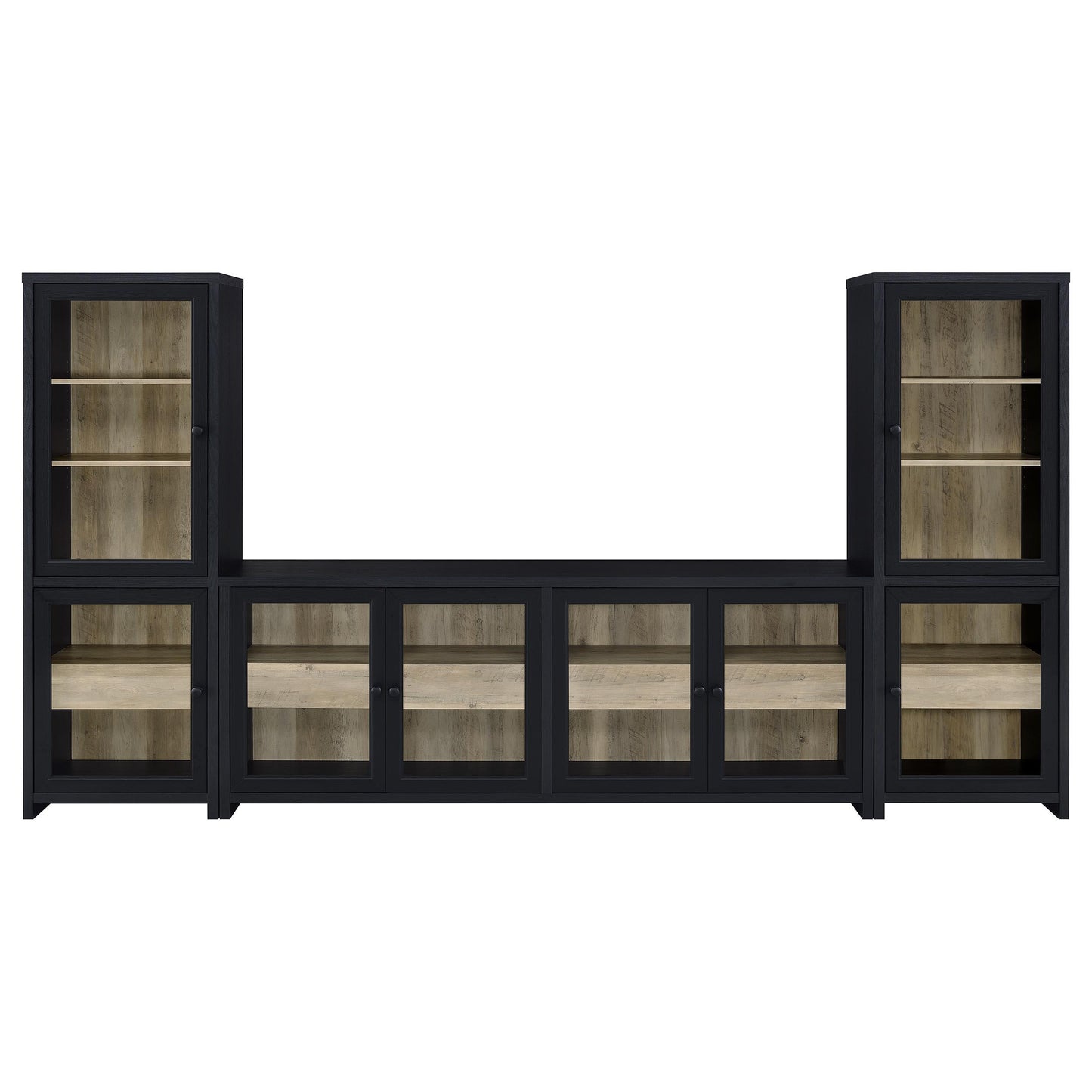  Coaster Furniture Denison 720223-SET 3-piece Entertainment Center 79-inch TV Stand - Black IMAGE 1
