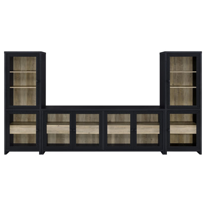  Coaster Furniture Denison 720223-SET 3-piece Entertainment Center 79-inch TV Stand - Black IMAGE 1