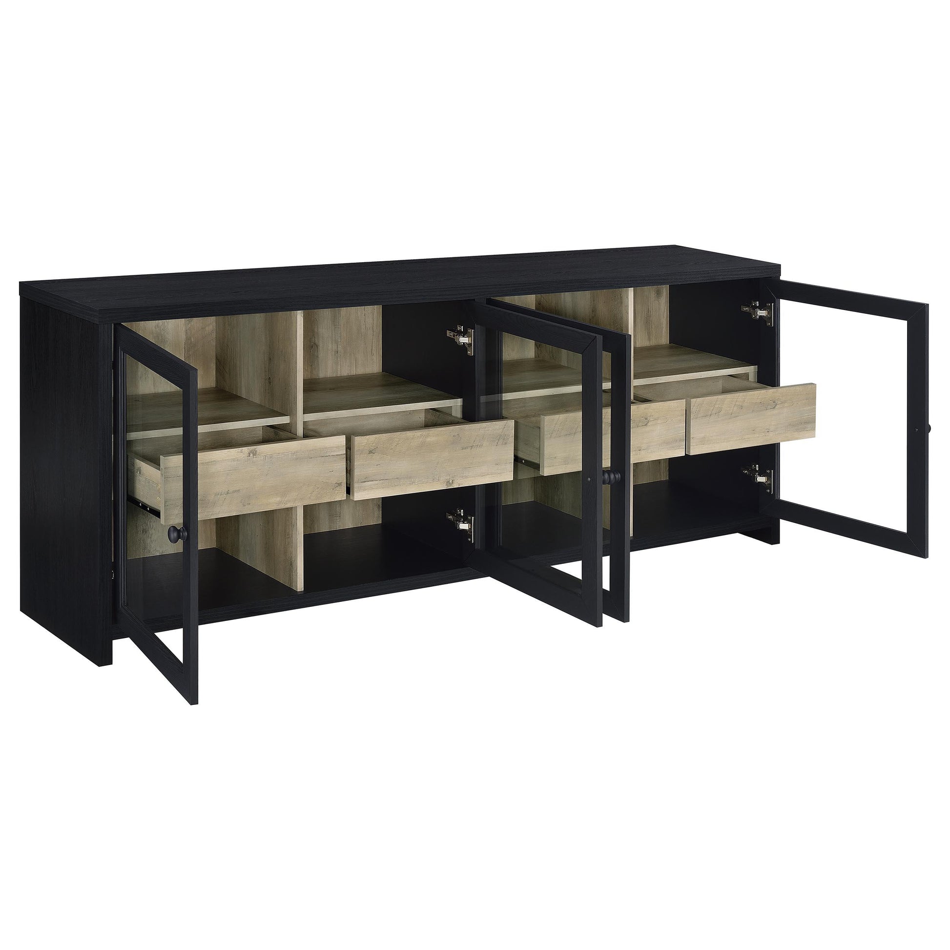  Coaster Furniture Denison 720223-SET 3-piece Entertainment Center 79-inch TV Stand - Black IMAGE 13