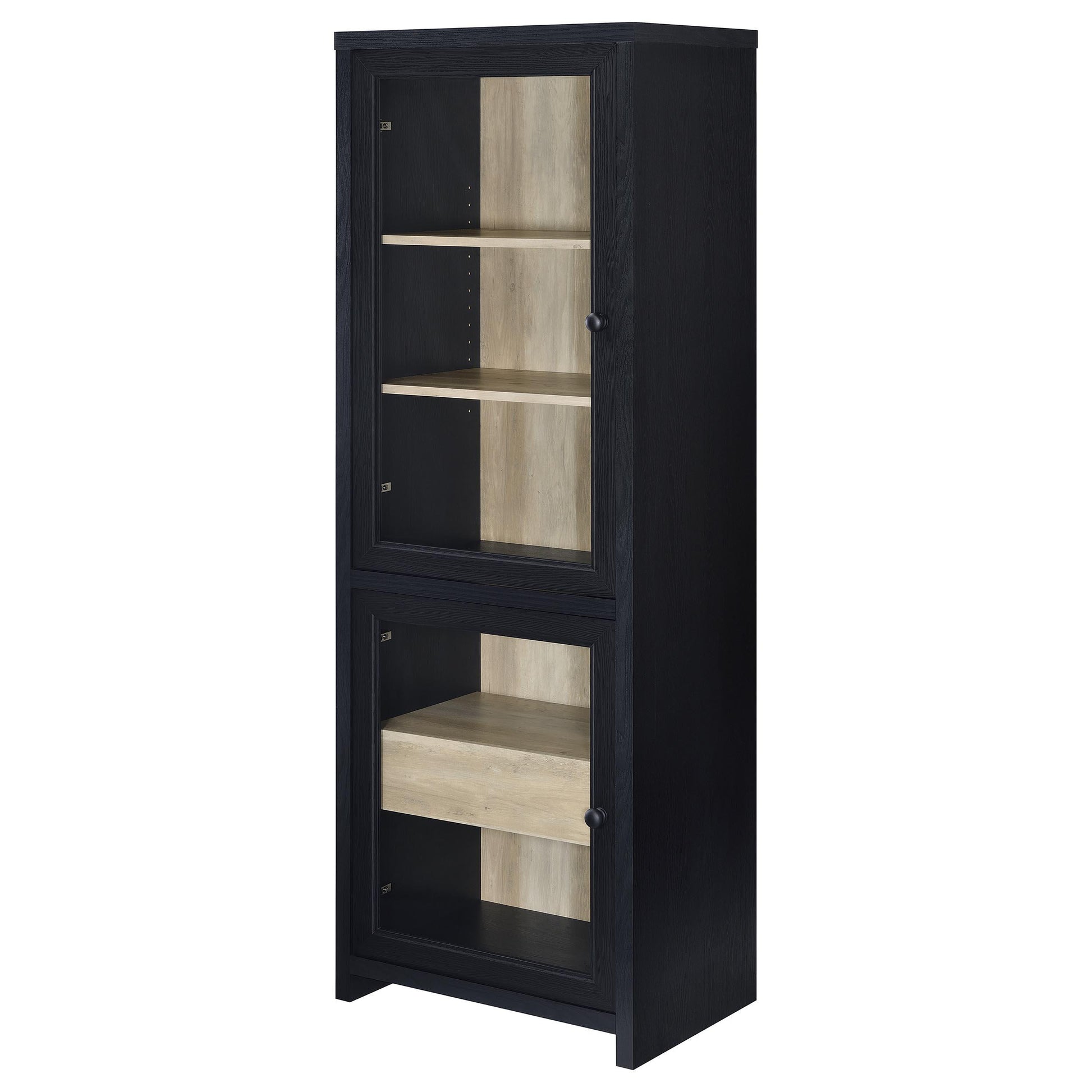  Coaster Furniture Denison 720224 67-inch 2-door Media Tower Storage Cabinet - Black IMAGE 3