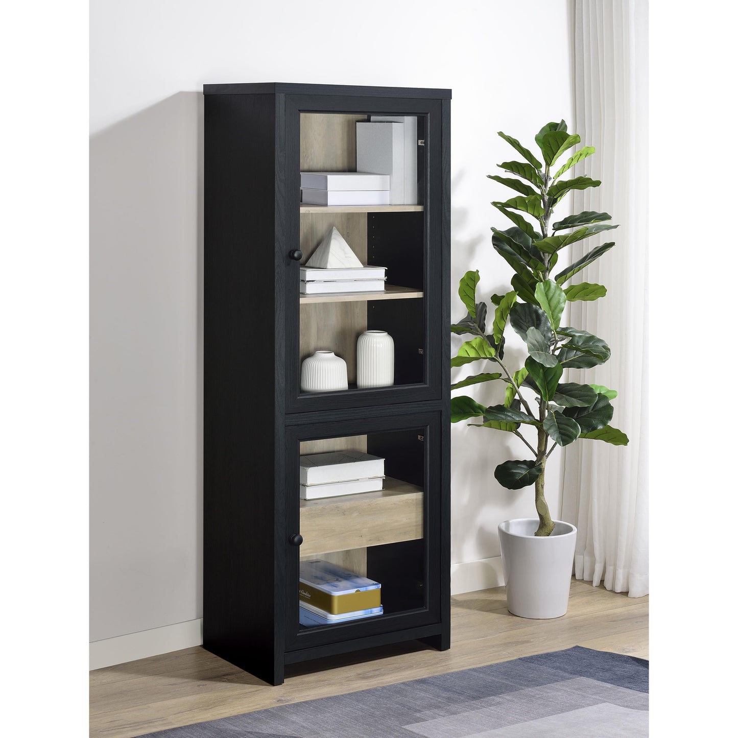  Coaster Furniture Denison 720224 67-inch 2-door Media Tower Storage Cabinet - Black IMAGE 5