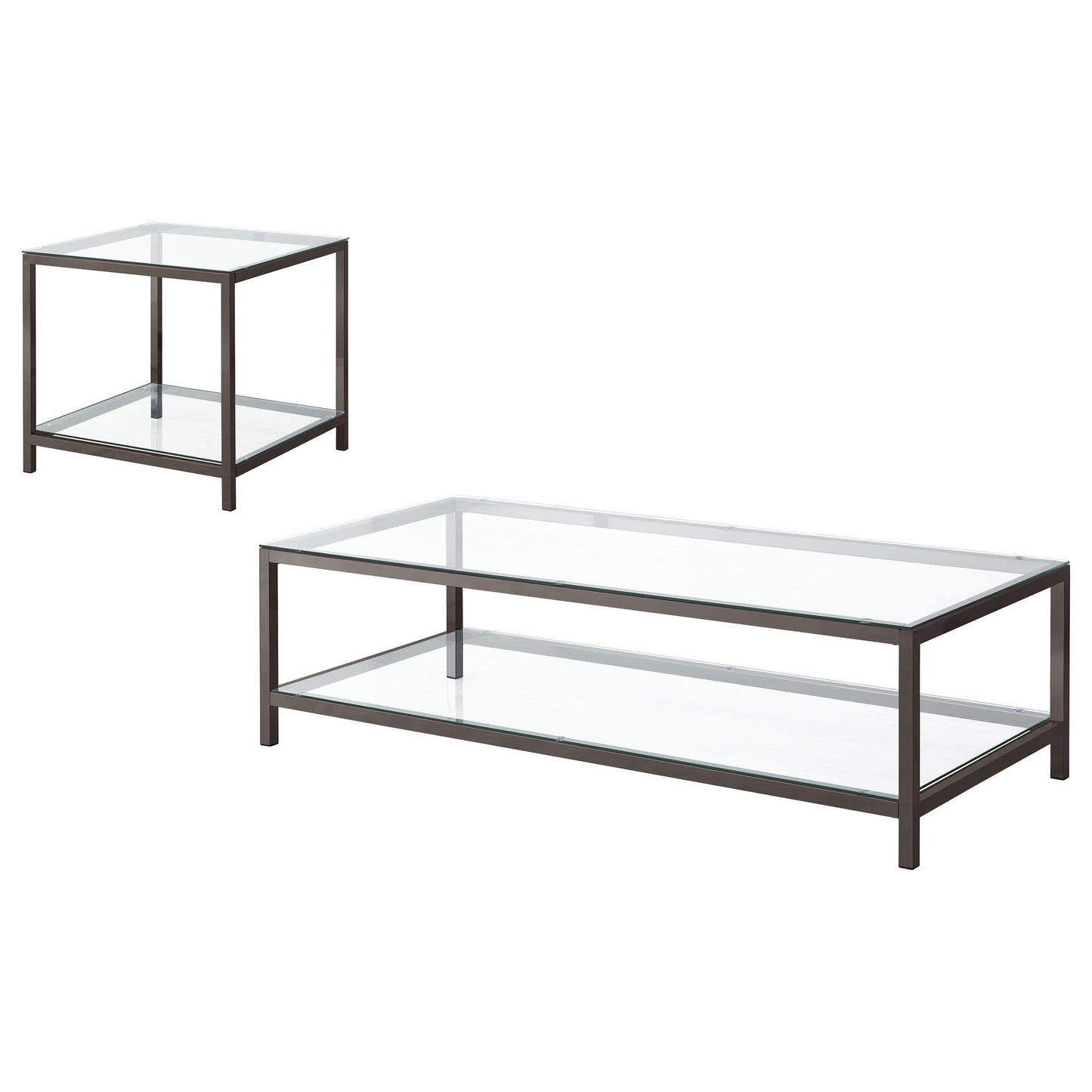  Coaster Furniture Trini 720228-S2 2-piece Coffee and End Table Set - Black Nickel IMAGE 2