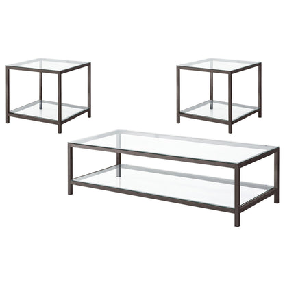  Coaster Furniture Trini 720228-S3 3-piece Coffee and End Table Set - Black Nickel IMAGE 2