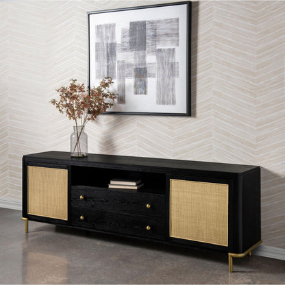  Coaster Furniture Arini 720263 Rattan Cane 2-door TV Stand Media Console - Black IMAGE 10